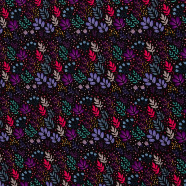 Viskose Wildflowers  Blüten auf Schwarz von Emjo-Design  by Swafing